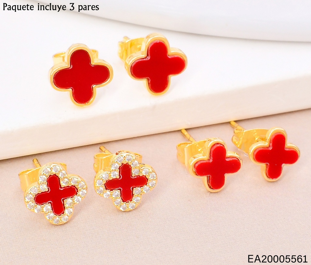 PAQ.3 PARES ARETES VAN CLEEF ROJO/DOR.SE1065-9