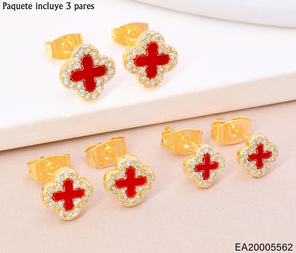 PAQ.3 PARES ARETES VAN CLEEF ROJO BORDE ZIRC.SE1061-9