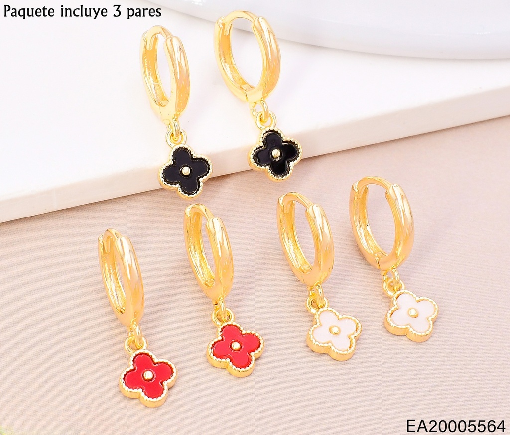 PAQ.3 PARES ARETES HUGGIES VAN CLEEF⚫⚪🔴 SE1063-