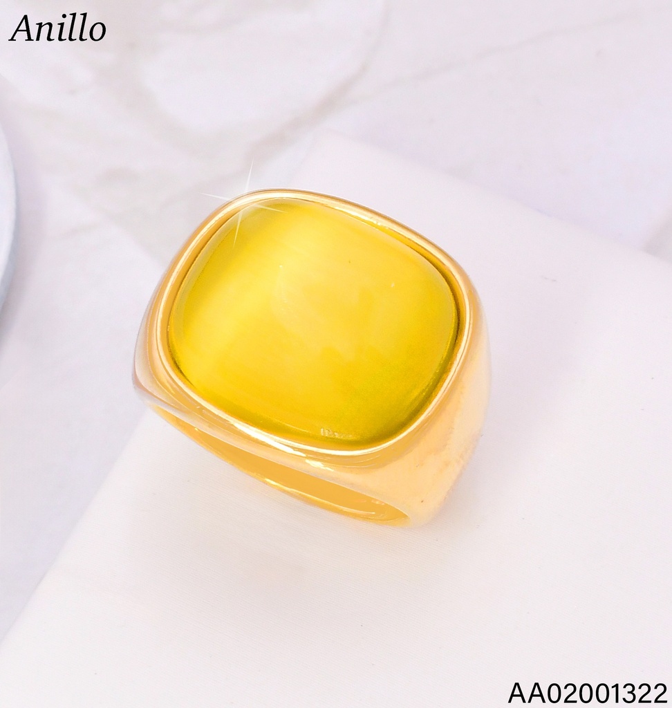 ANILLO DORADO CUADRADO PIEDRA AMARILLA RA592-305 (IN11)