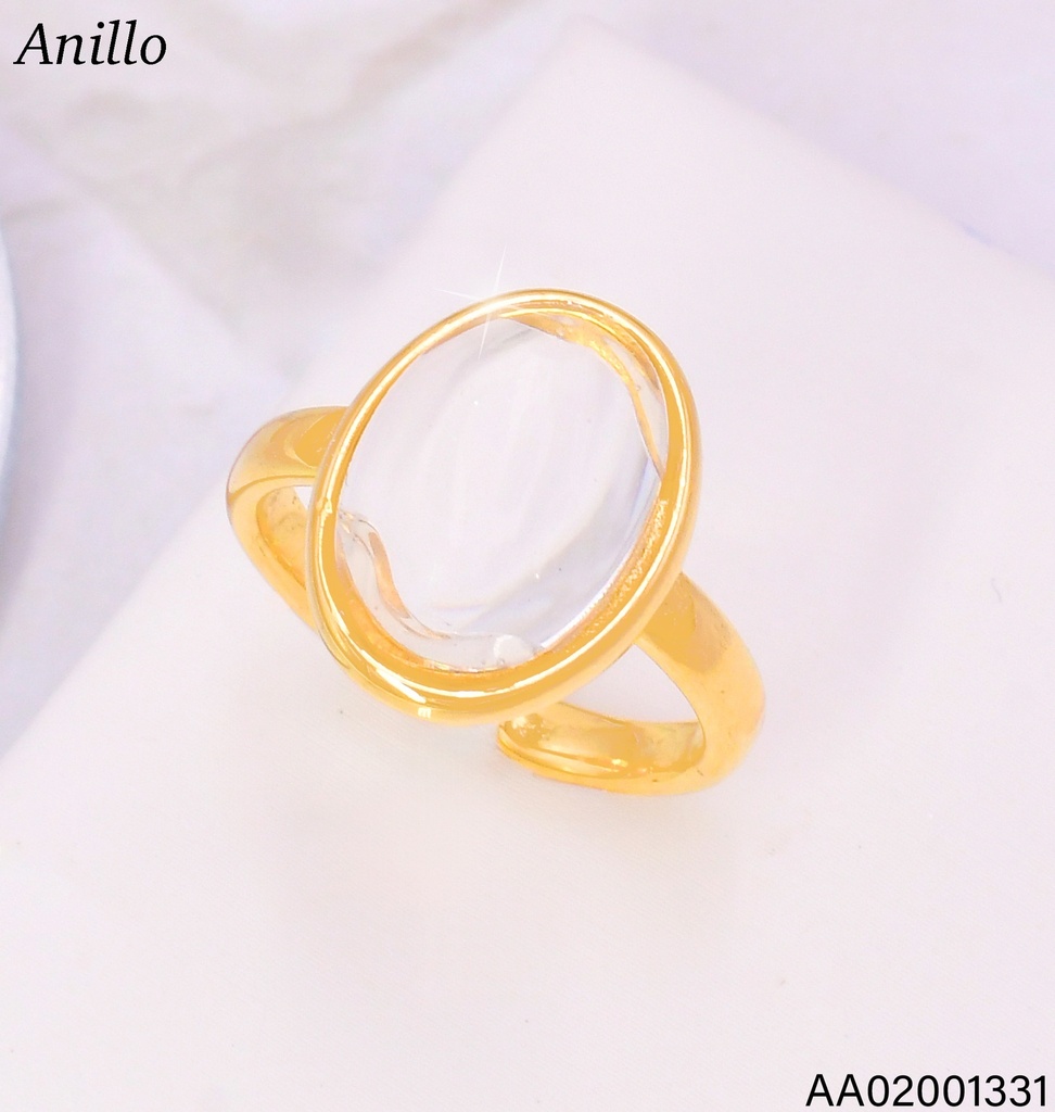 ANILLO DORADO AJUSTABLE  OV. TRANSPARENTE RA705-45 (IN11)