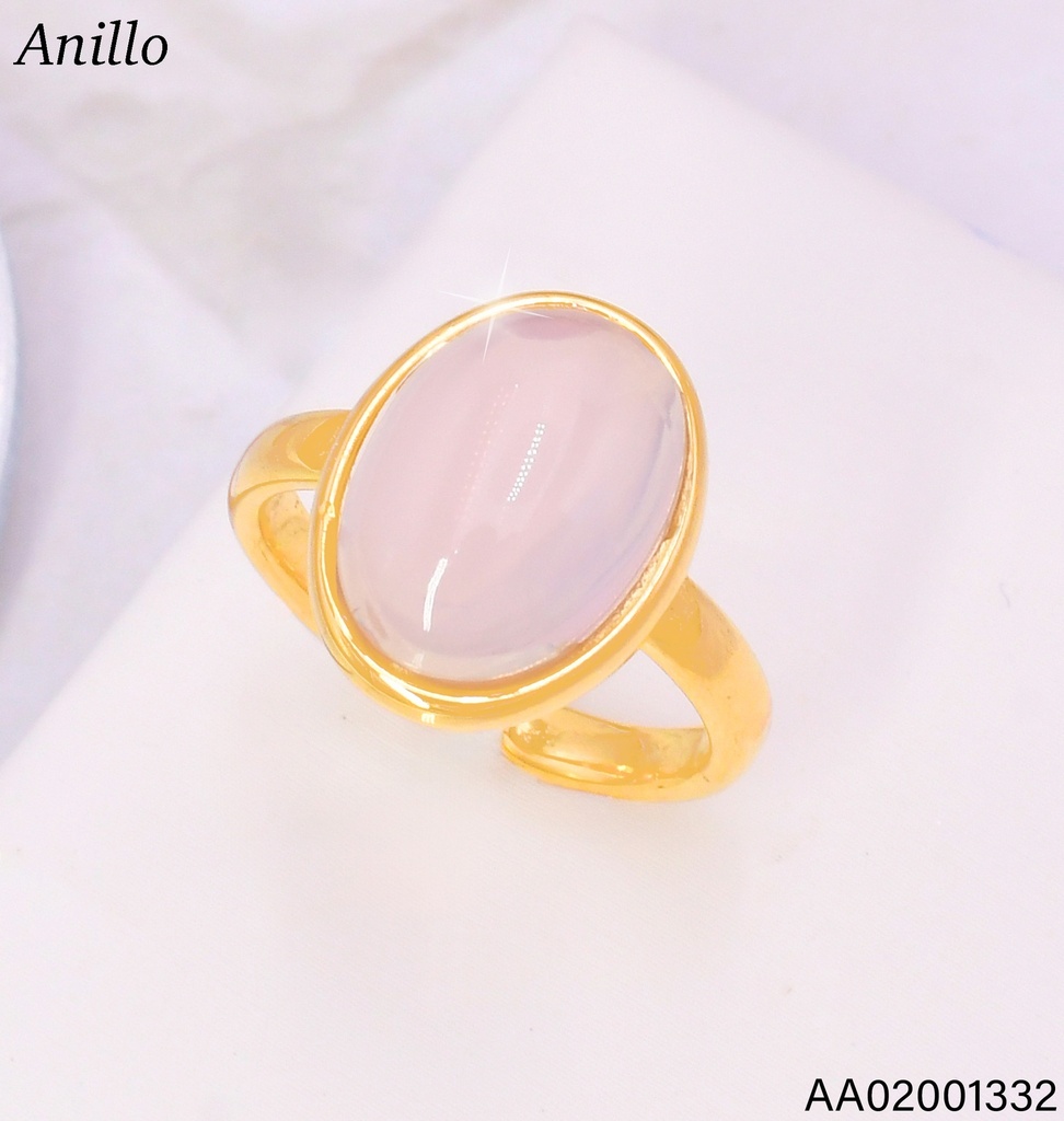 ANILLO DORADO AJUSTABLE  OV. BLANCO RA706-45  (IN11)