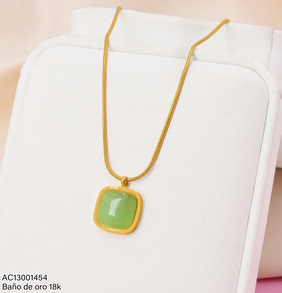 CADENA DOR. ESFERA RD. VERDE CA520-45 18K (IN11)