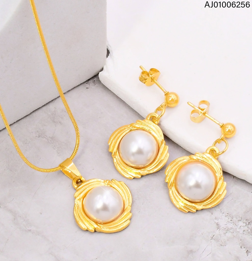 SET ROMBO FLOR RAYADA C/PERLA SA1394-270 (IN11)