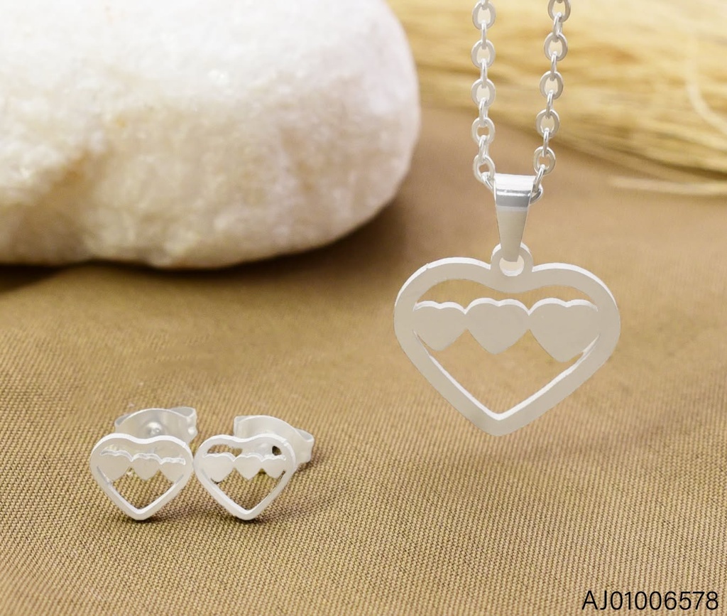 SET PLAT CROQUI CORAZON / 3 CORAZONES CENTRO SA1715-216 (IN11)