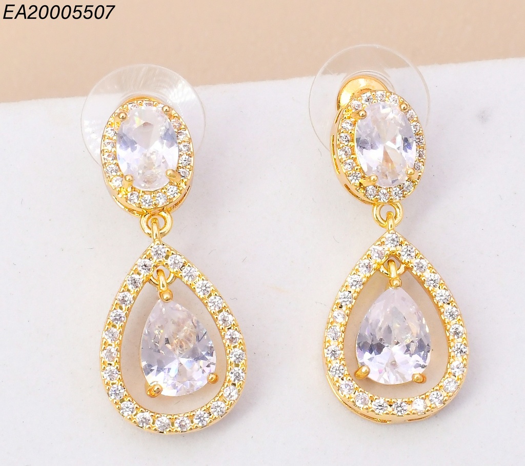 ARETES DOR OVALO GOTA ZIRC. EE4781-6 18K (IN11)