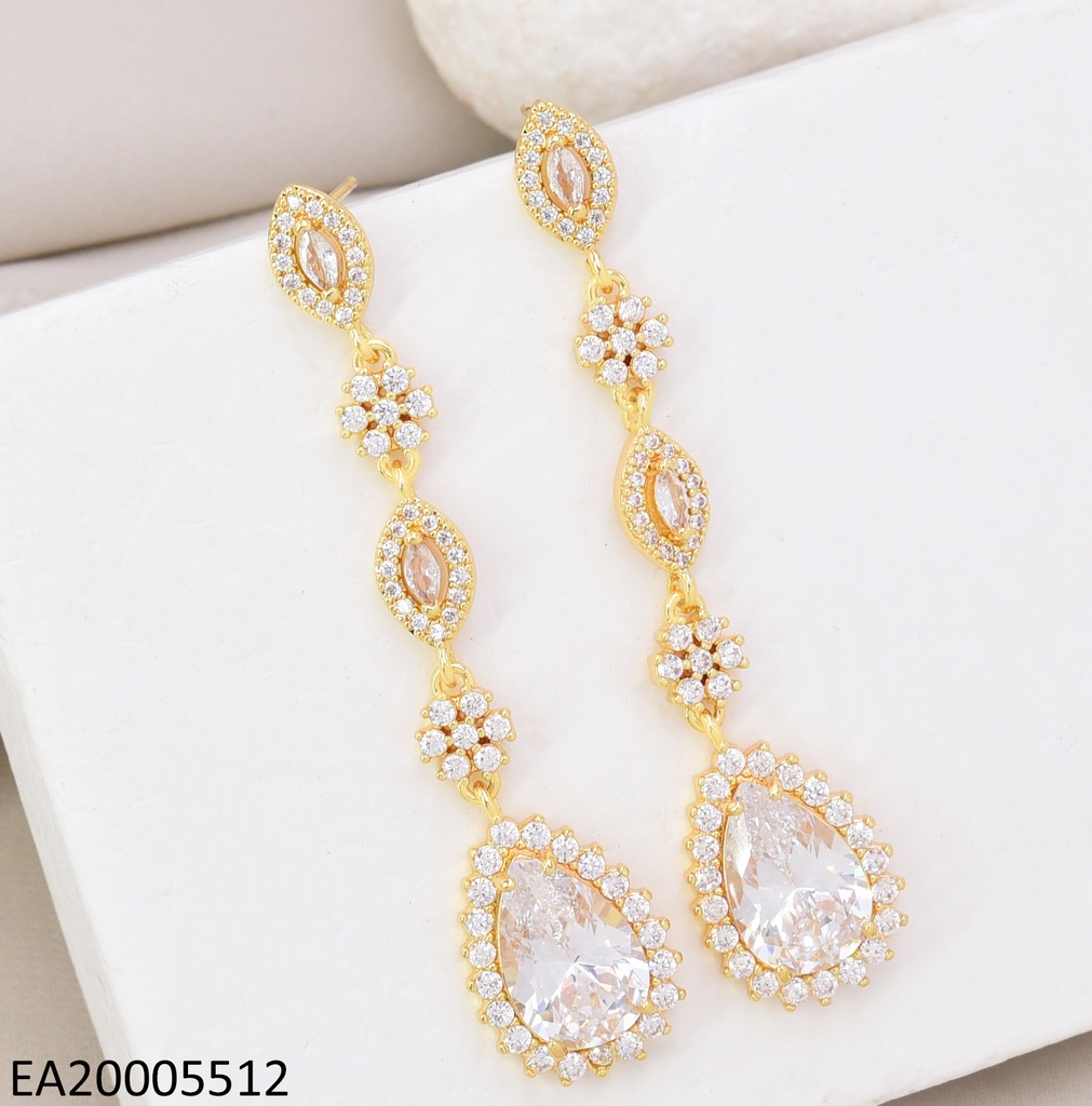ARETES DOR OV/FLOR/GOTA ZIRC. EE4792-6 18K (IN11)