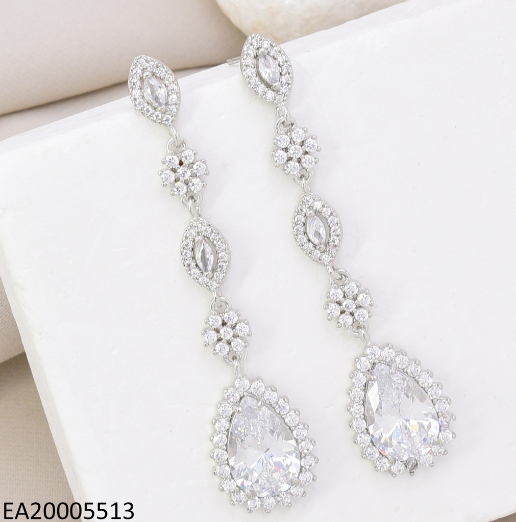 ARETES PLATEADOS COLG. OV/FLOR/GOTA ZIRC. EE4793-6 (IN11)