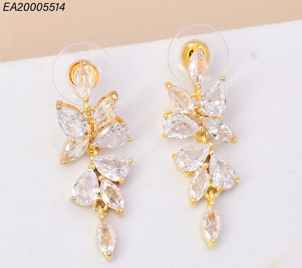ARETES DOR HOJA ZIRC. EE4794-6 18K (IN11)