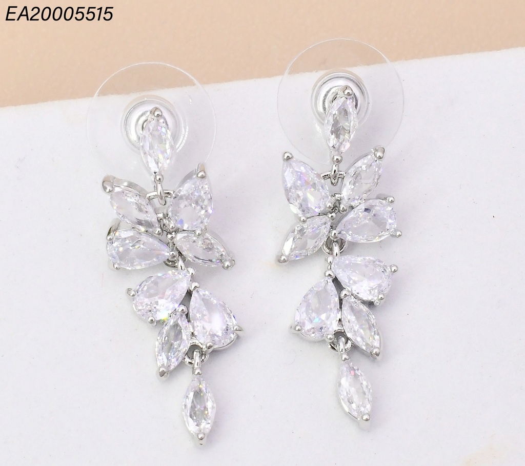 ARETES PLAT HOJA ZIRC. EE4795-6 (IN11)