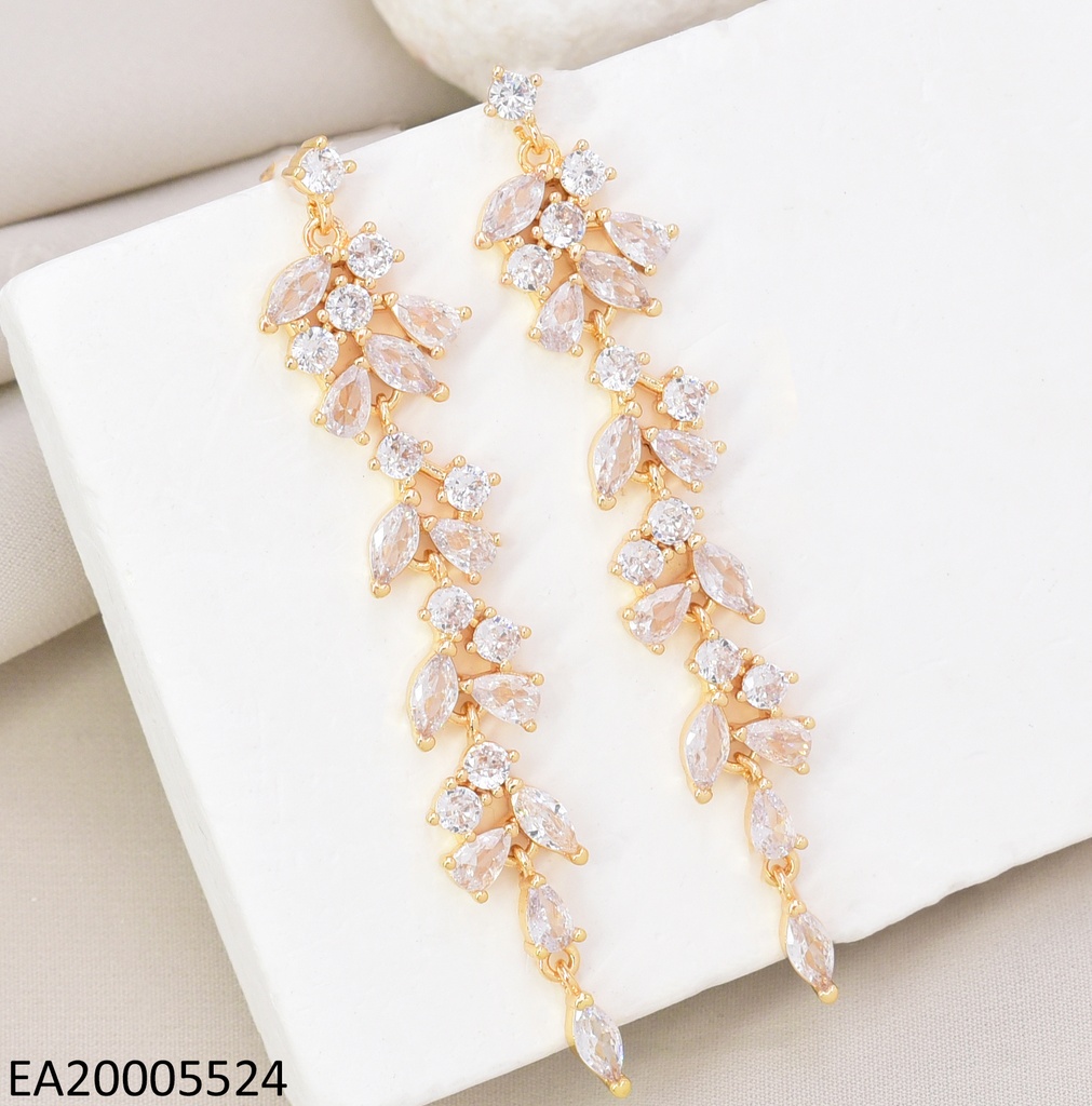 ARETES DOR HOJAS ZIRC. COLG. EE4810-6 18K (IN11)