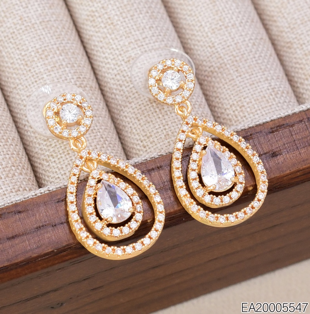 ARETES DORADOS GOTA ZIRC. COLG. EE4847-6 18K (IN11)