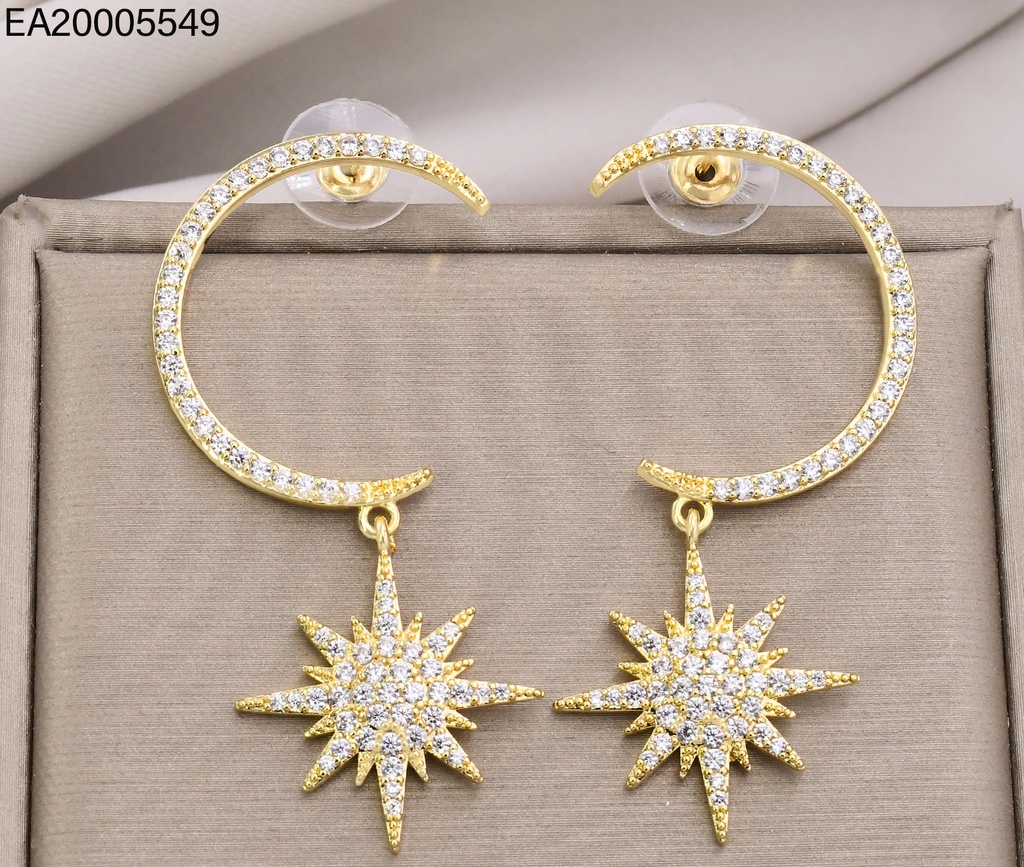 ARETES DORADOS LUNA/SOL ZIRC. EE4855-6 18K (IN11)