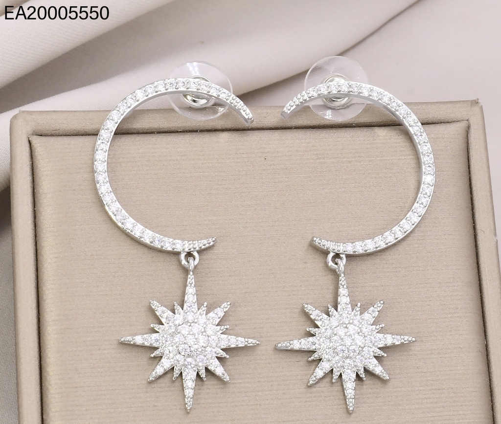 ARETES PLATEADOS LUNA/SOL ZIRC. EE4856-6 (IN11)