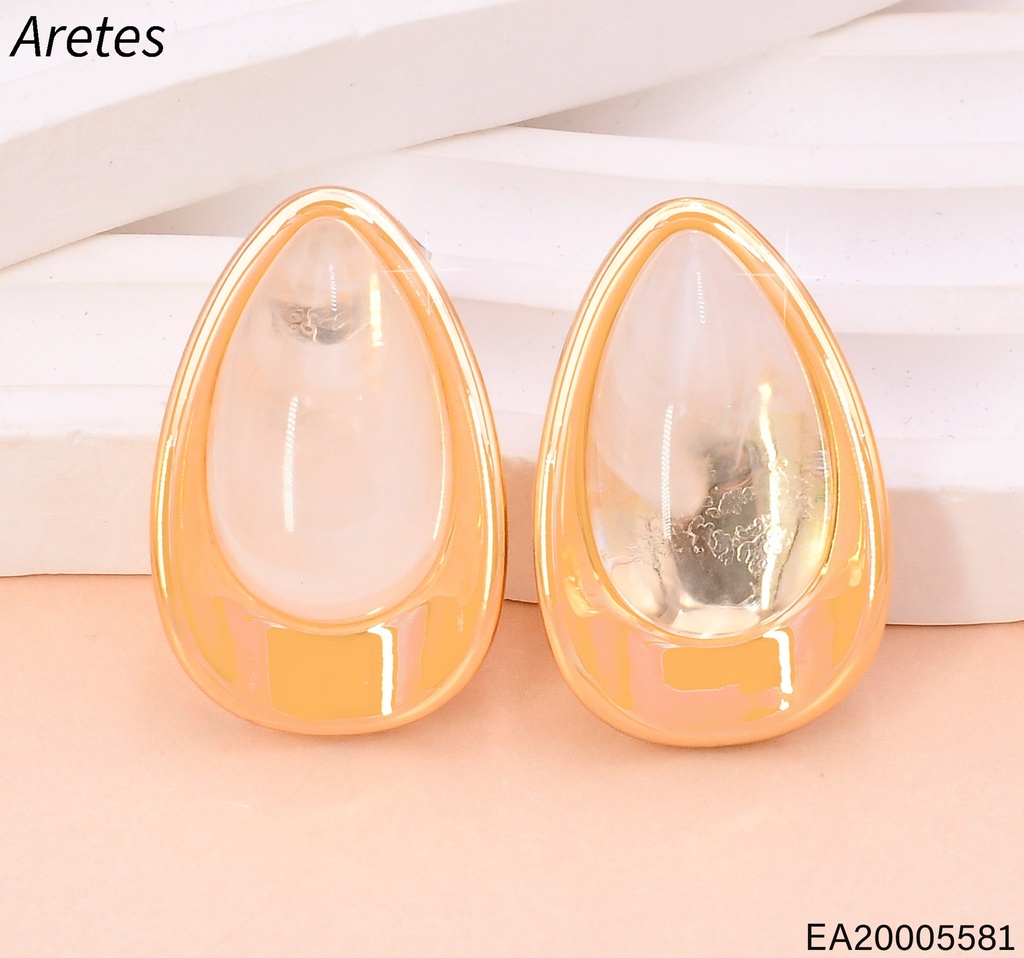 ARETES DOR GOTA PIEDRA BLANCA EE5106-412 (IN11)