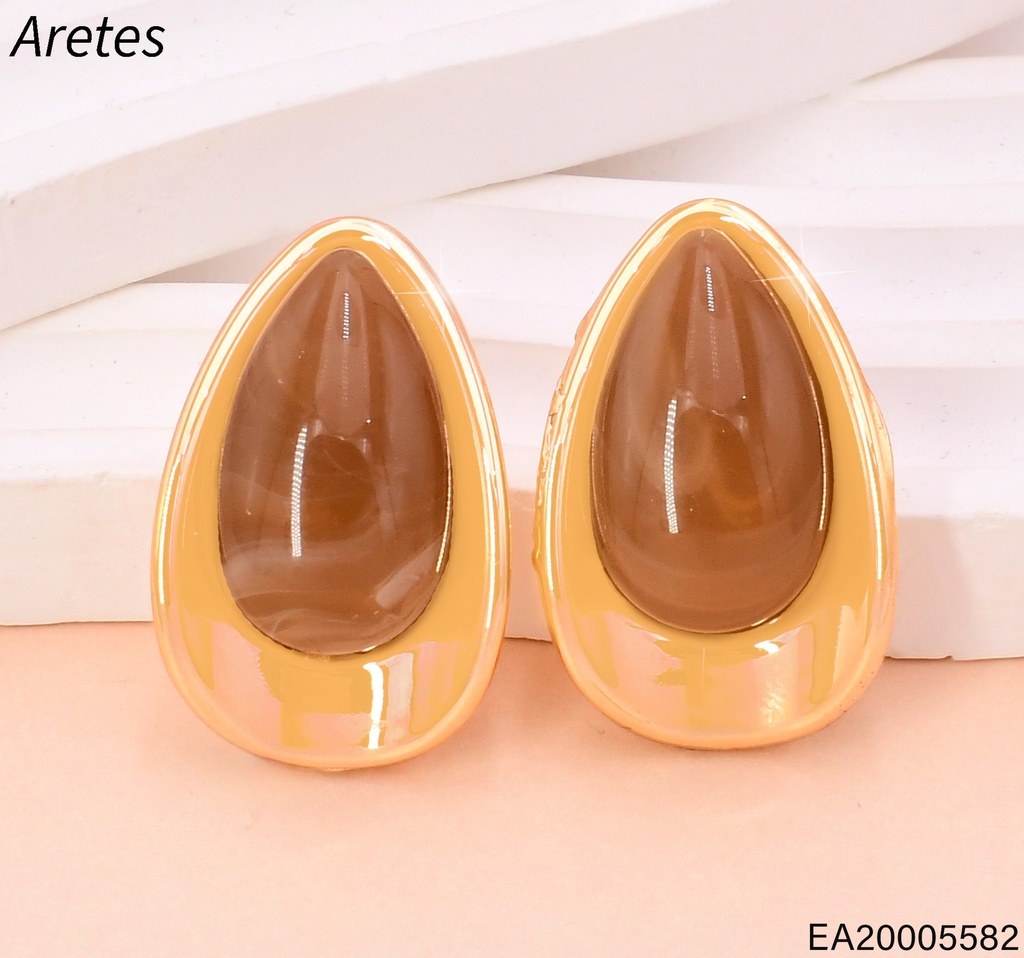 ARETES DOR GOTA PIEDRA CAFE EE5107-412 (IN11)