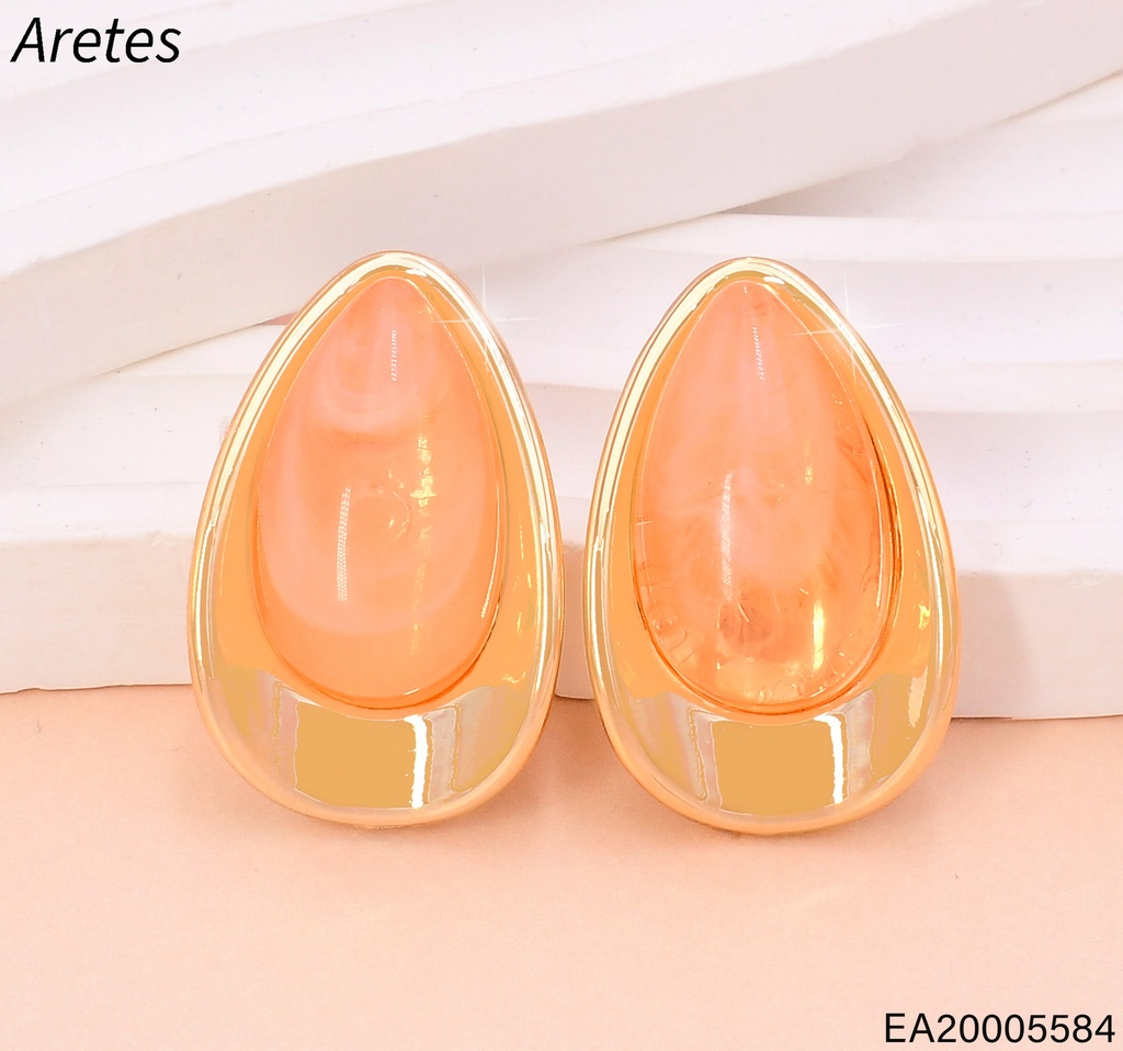ARETES DOR GOTA PIEDRA SALMON EE5109-412 (IN11)