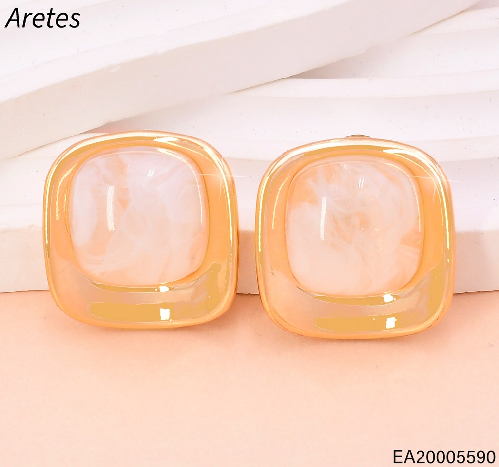 ARETES DOR CUADRO PIEDRA BLANCA EE5115-412 (IN11)