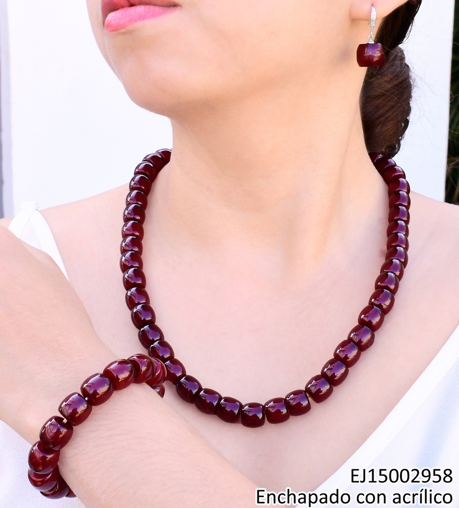 SET CILINDROS ROJO VINO C/PULSERA SE1447-415 (IN11)