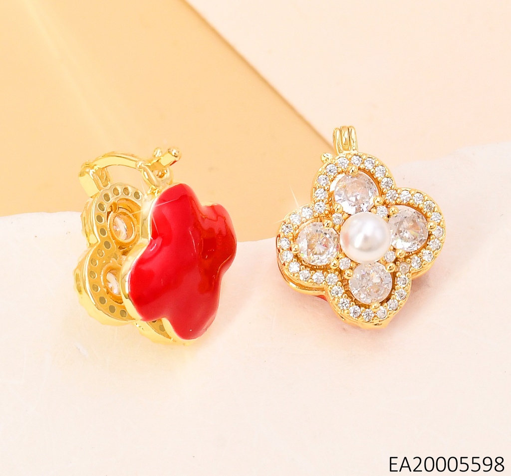 ARETES HUGGIES DOBLE CARA VAN CLEEF ZIRC/ROJOS EE4120-9