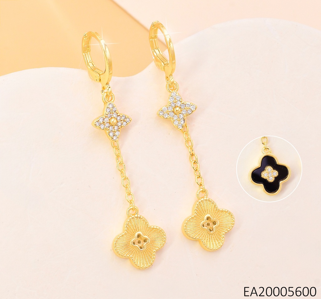 ARETES HUGGIES LARGOS VAN CLEEF VERT.ZIRC./NEGRO EE4176-9