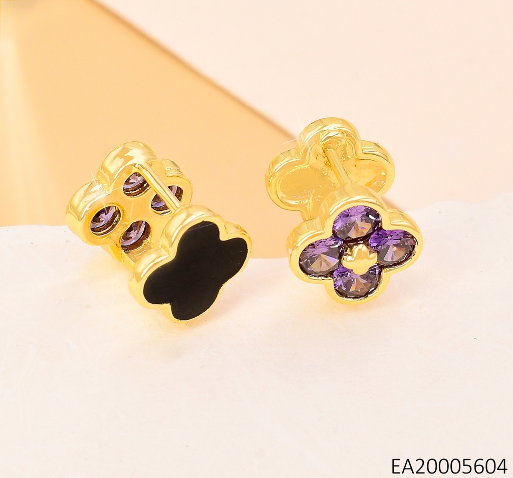 ARETES CLIP DOBLE VAN CLEEF ZIRC.MORADA/NEGRO EE4131-9