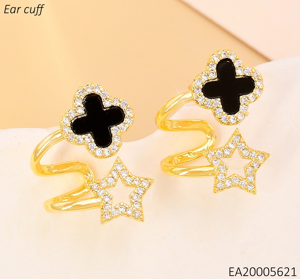 ARETES EAR CUFF VAN CLEEF CROQUI ZIRC/NEGRO EE4081-9