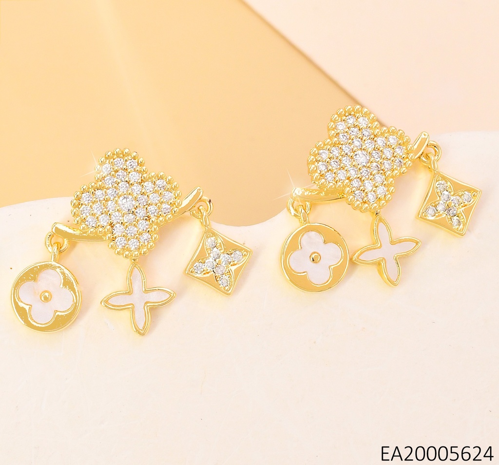 ARETES VAN CLEEF ZIRC-BARRA HORIZ.C/3 DIJES NACAR EE4155-9