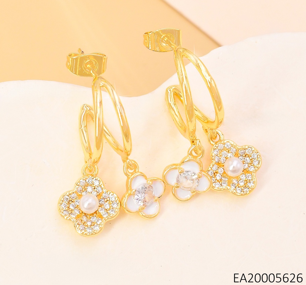 ARETES DOBLE "CC"VAN CLEEF COLGANTE C/PERLA EE4100-9
