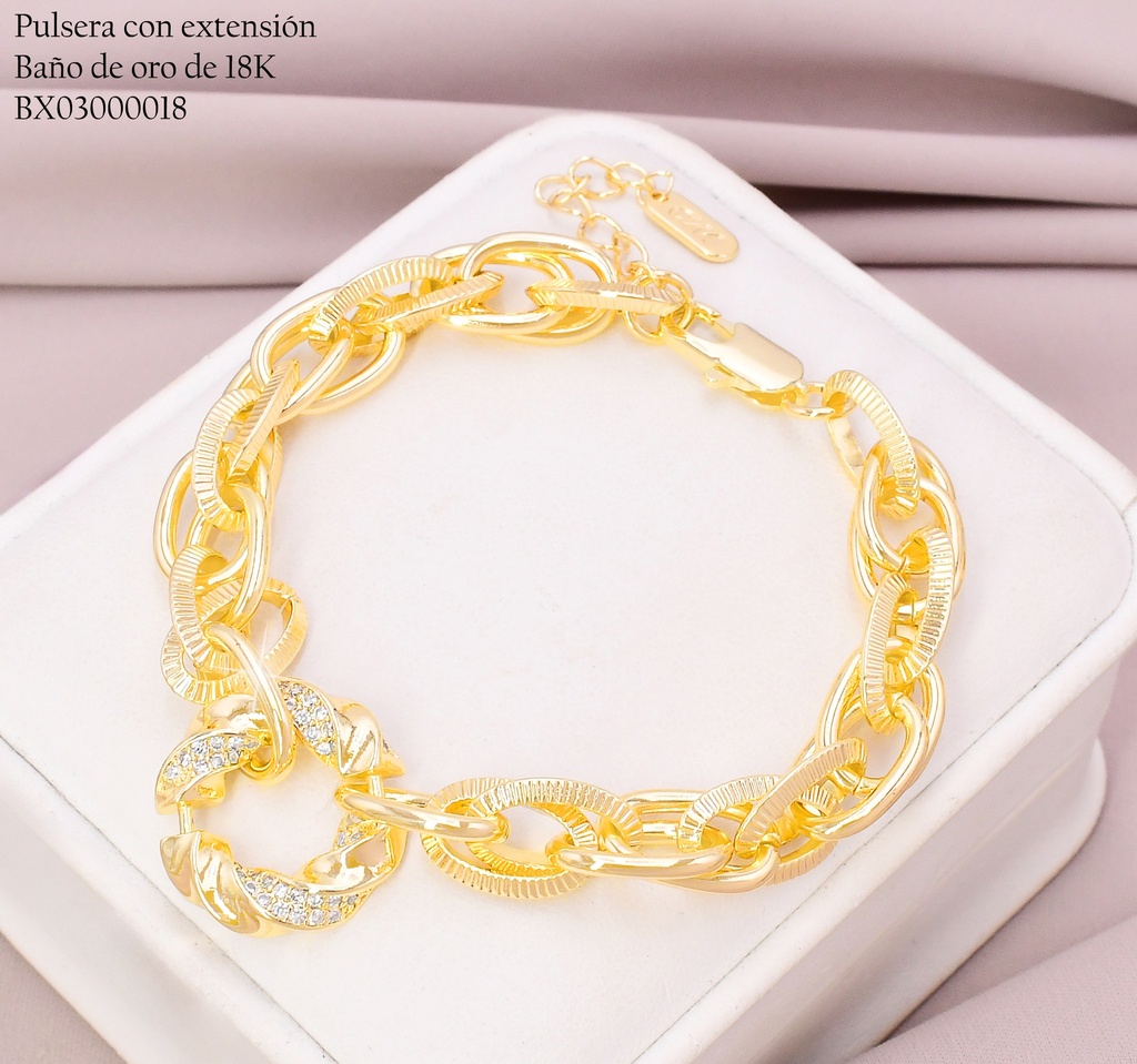 PULSERA BAÑO DE ORO 18K. XUPING ESLAB OVALADOS Z331