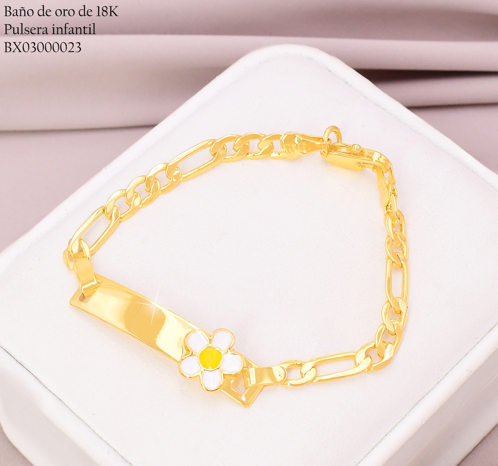 PULSERA BAÑO DE ORO 18K. XUPING C/PLACA-FLOR🌼 Z485