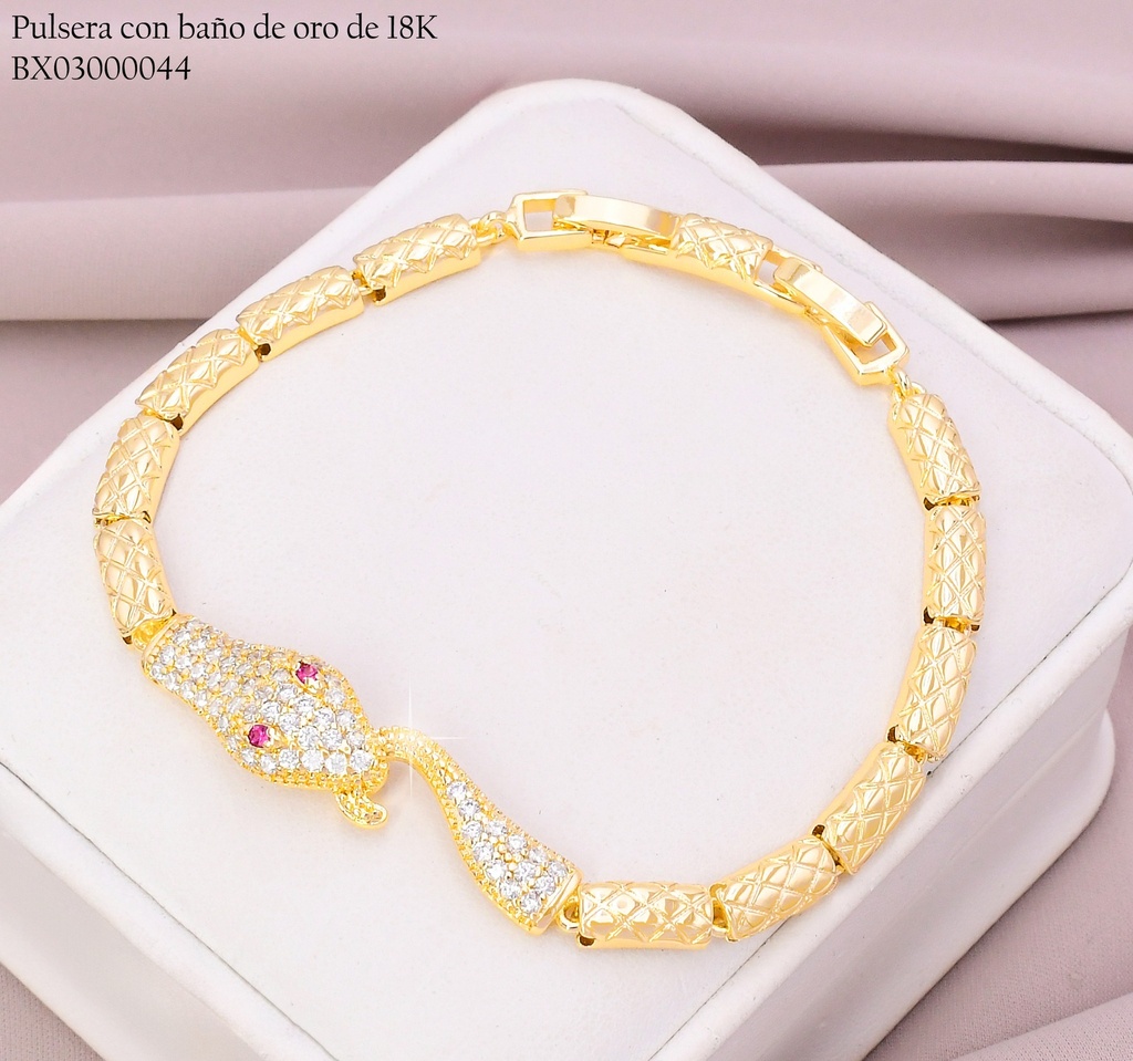 PULSERA BAÑO DE ORO 18K. XUPING SERPIENTE ZIRC,Z249