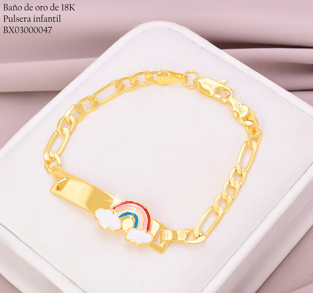 PULSERA BAÑO DE ORO 18K. XUPING C/PLACA-ARCOIRIS Z484
