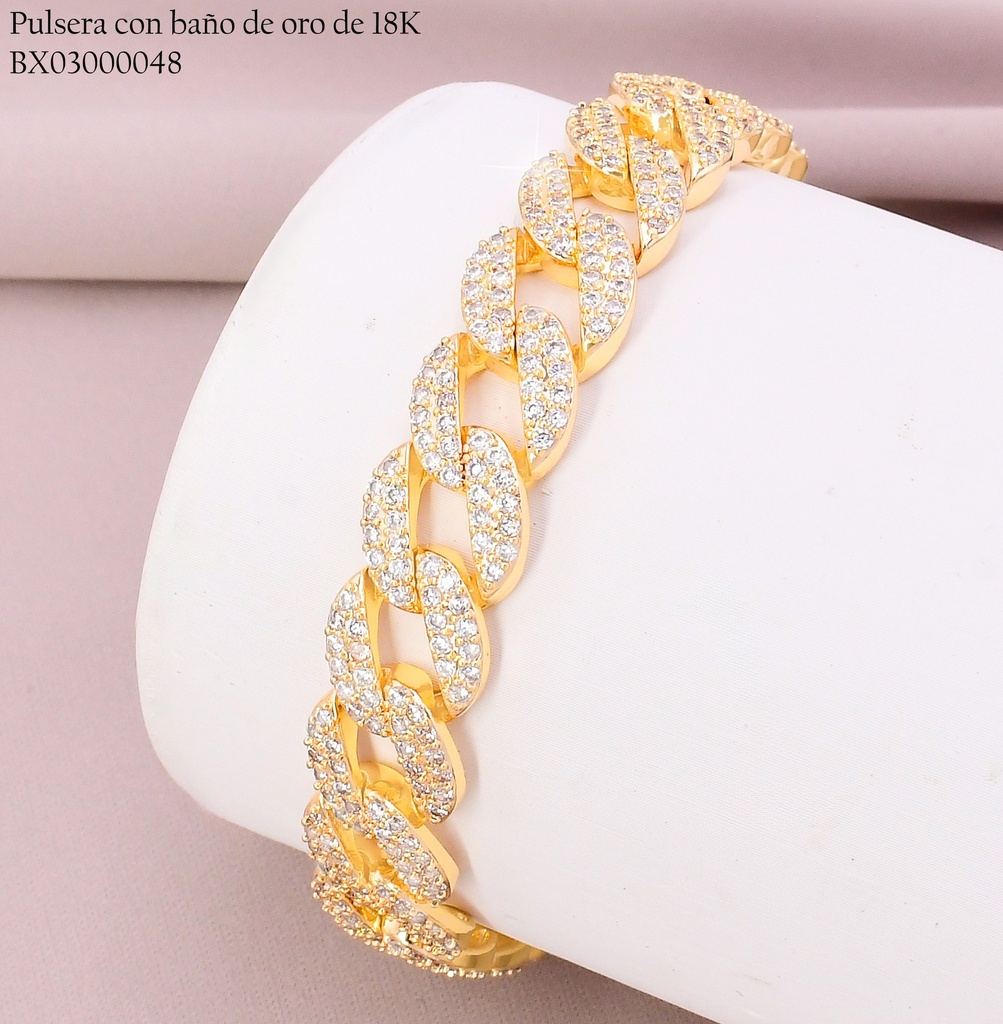 PULSERA BAÑO DE ORO 18K. XUPING MART.DIAGONAL ZIRC.N6024