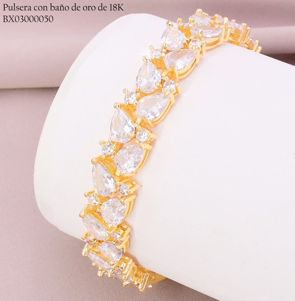 PULSERA BAÑO DE ORO 18K. XUPING GOTAS ZIRC.N6023