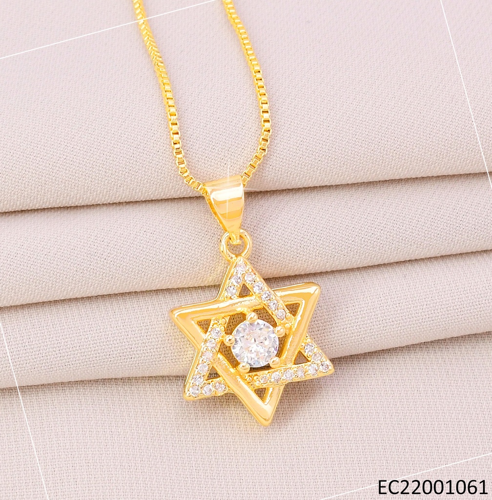 CADENA DORADA ESTRELLA DE DAVID ZIRC. CENTRO G240-766