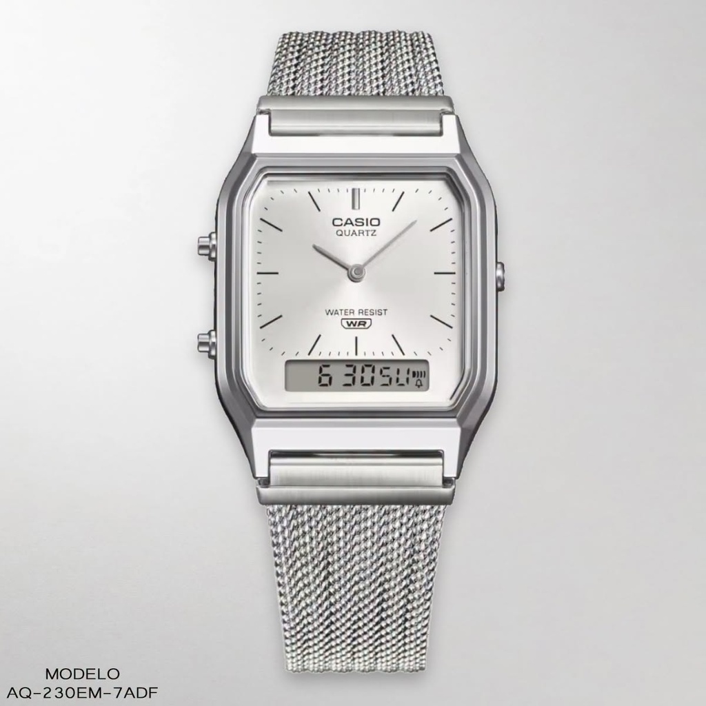 RELOJ CASIO ANA-DIG AQ-230EM-7ADF METAL PLAT.