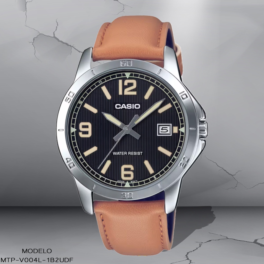 RELOJ CASIO ANALOGO MTP-V004L-1B2UDF CUERO CAFE