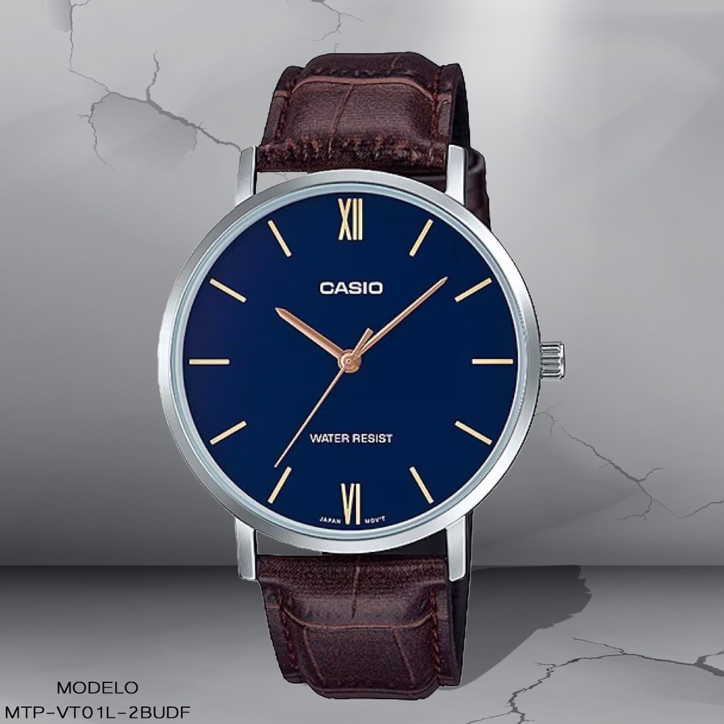 RELOJ CASIO ANALOGO MTP-VT01L-2BUDF CUERO CAFE