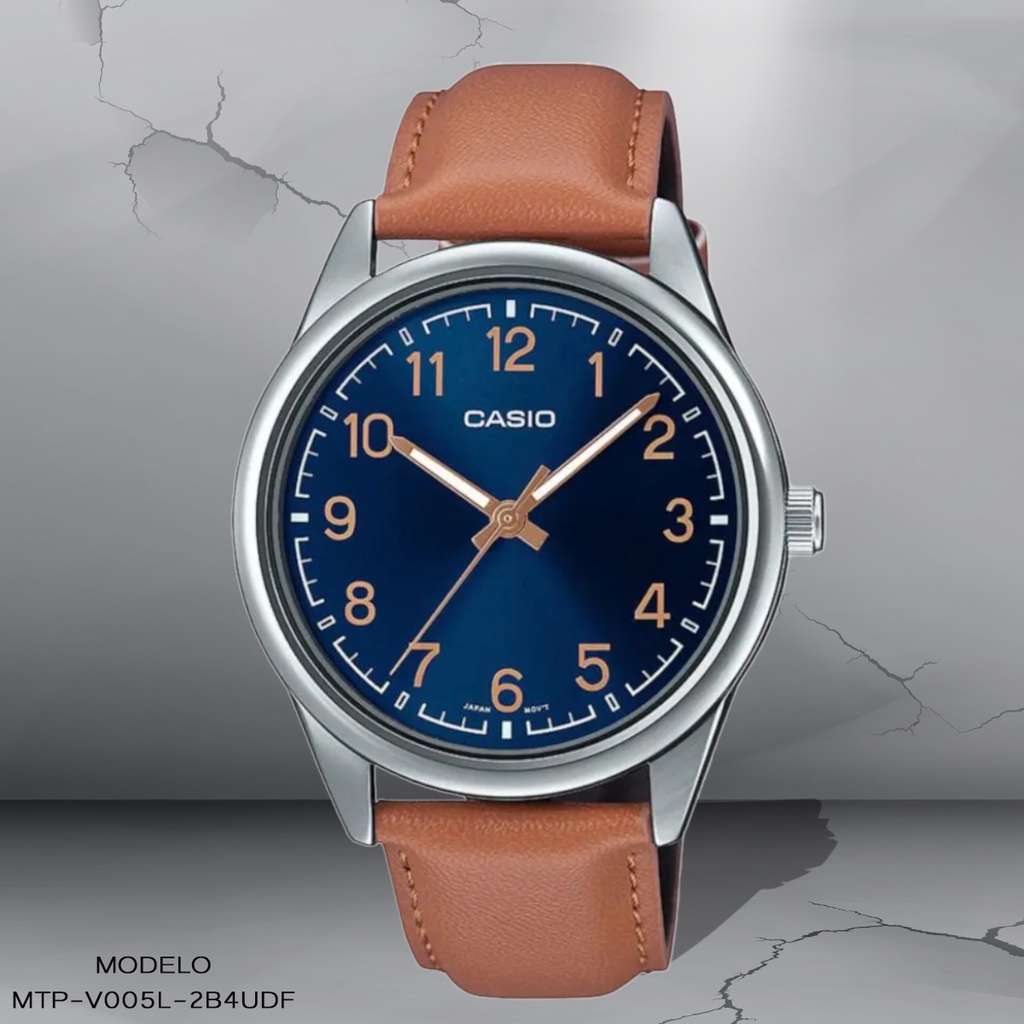 RELOJ CASIO ANALOGO MTP-V005L-2B4UDF CUERO CAFE