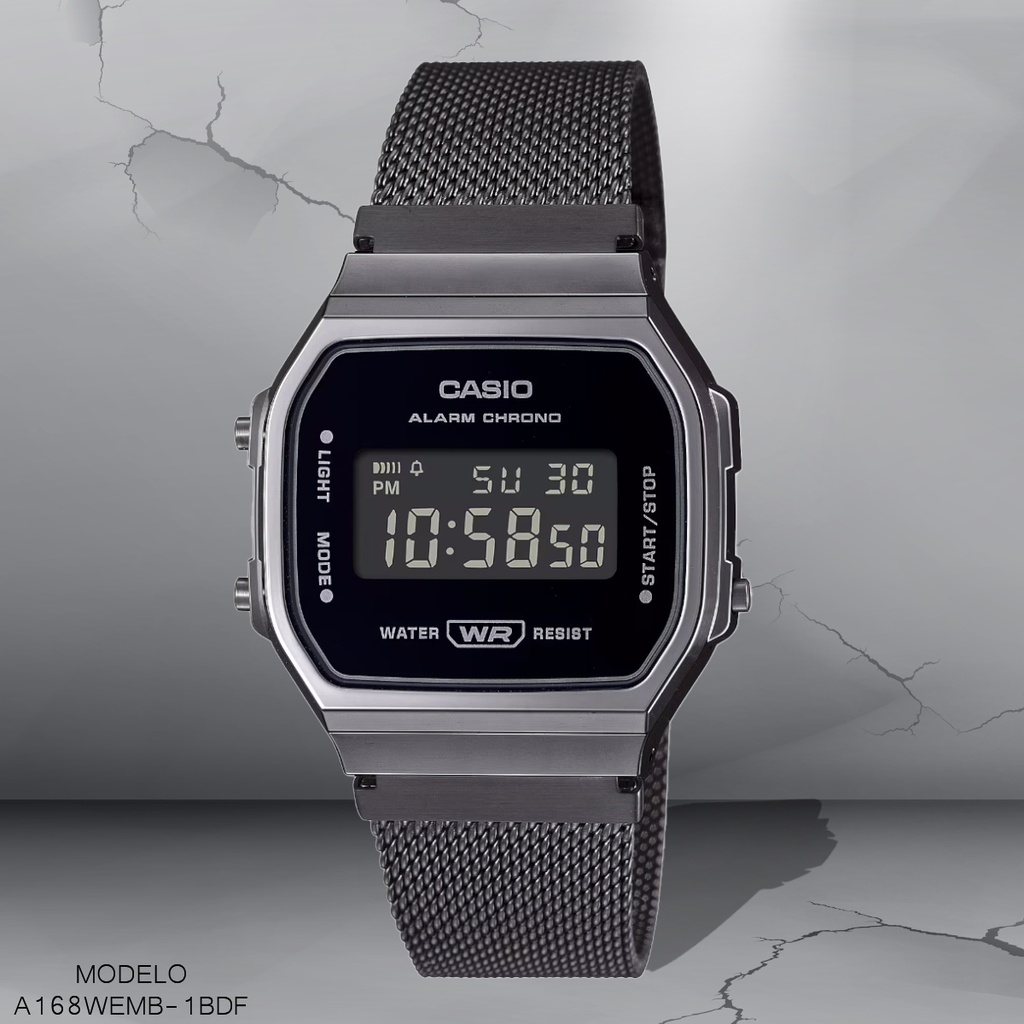 RELOJ CASIO DIGITAL  A168WEMB-1BDF METAL NEGRO