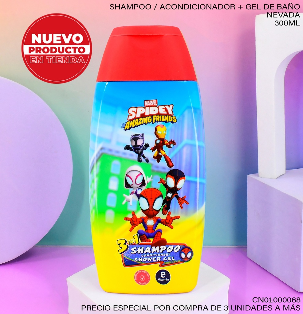 SHAMPOO INFANTIL MARVEL SPIDEY AMAZING FRIENDS 3EN1 MR92010
