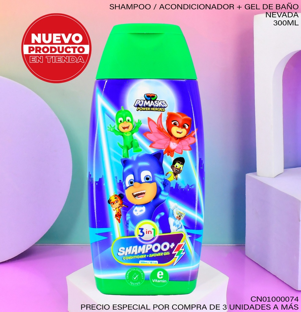 SHAMPOO INFANTIL PJMASKS POWER HEROES 3EN1 300ML