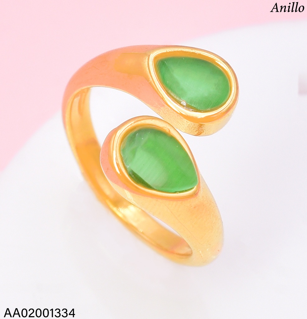 ANILLO AJUSTABLE C/2 GOTAS VERDE RA586-45 012026