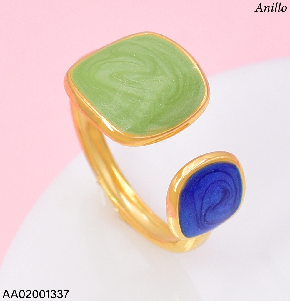ANILLO AJUSTABLE C/2 CUADROS VERDE/AZUL RA770-45 012026