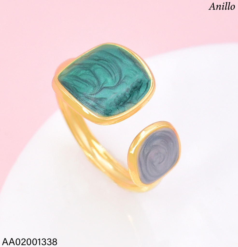 ANILLO AJUSTABLE C/2 CUADROS  VERDE/CELESTE RA771-45 012026