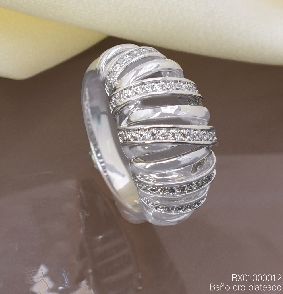 ANILLO BAÑO PLATEADO. LINEAS LISAS/ ZIRC. RE368-428 012026 XUPING