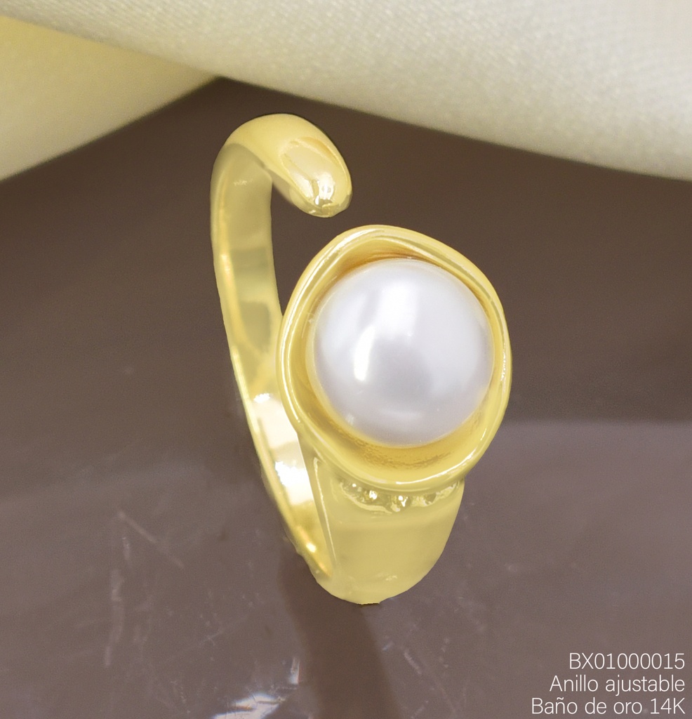 ANILLO BAÑO DE ORO 14K. XUPING AJUSTABLE PERLA RE371-428 012026