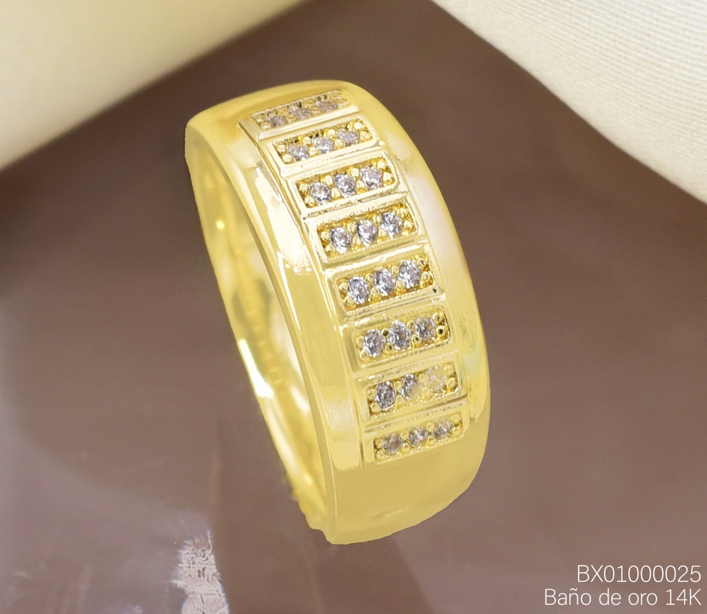 ANILLO BAÑO DE ORO 14K. XUPING RECT. ZIRC. RE382-428 012026