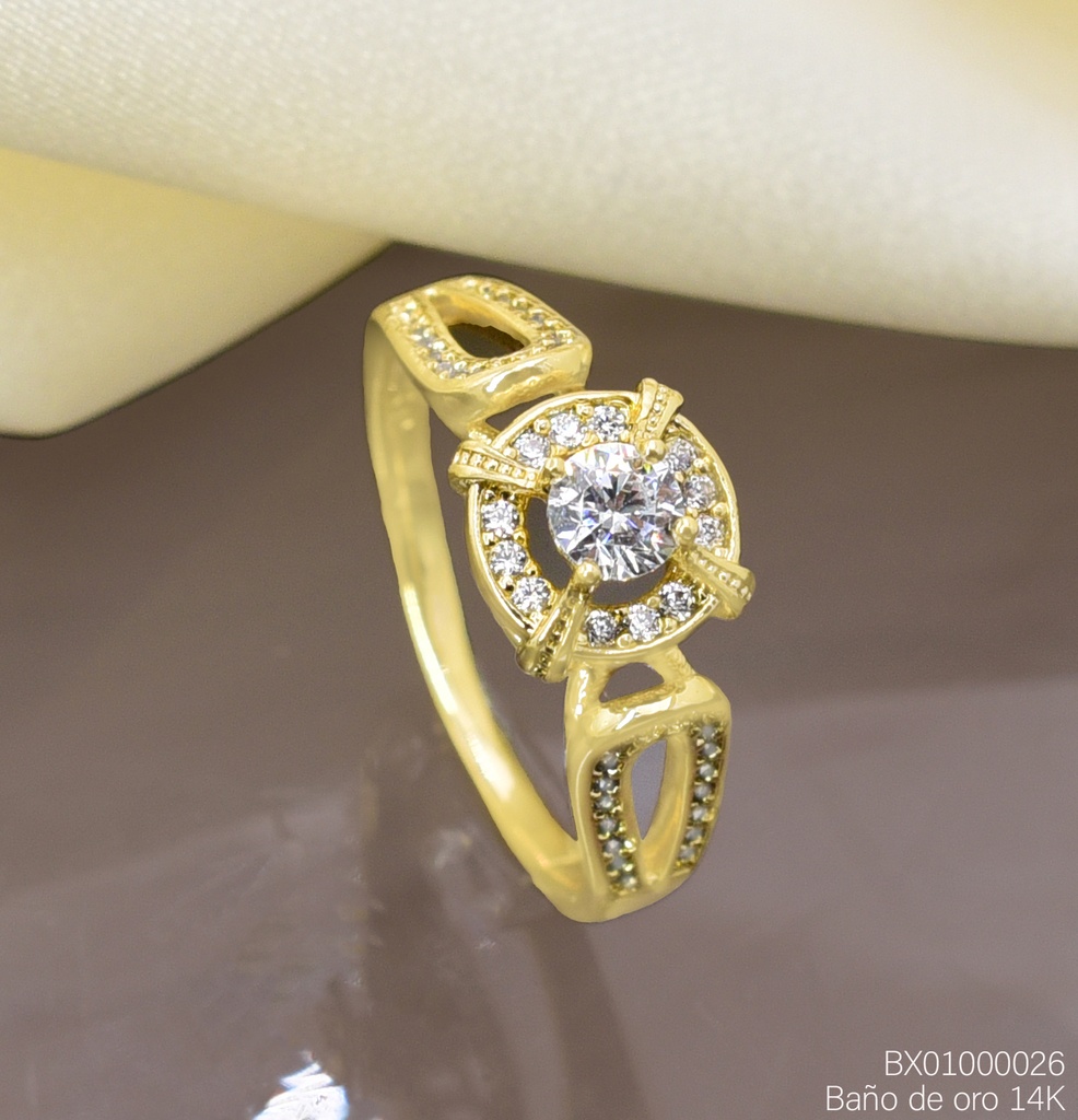 ANILLO BAÑO DE ORO 14K. XUPING ZIRC. RD RE383-428 012026